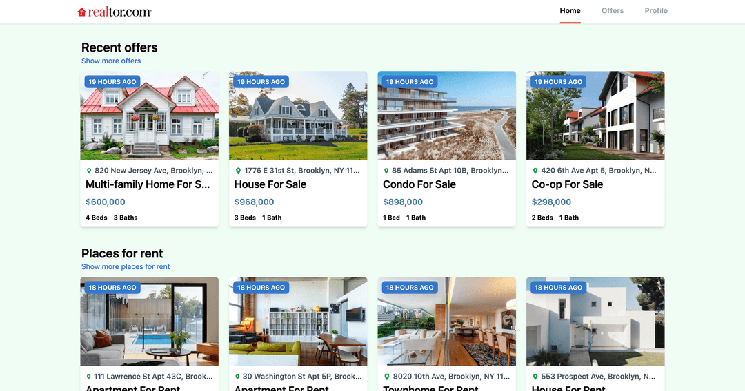 Screenshot of project: Realtor.com Clone